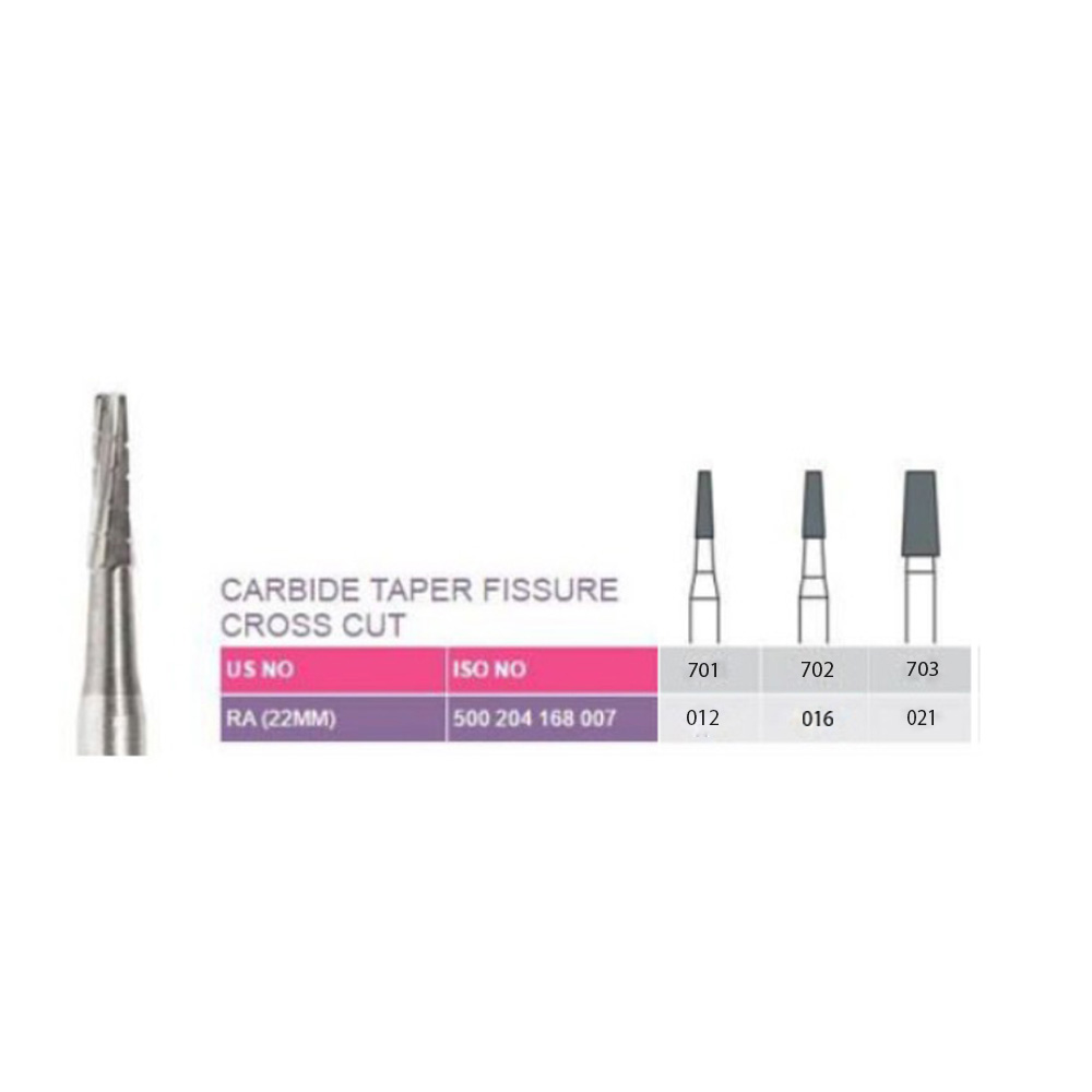 Prima Dental Carbide Taper Fissure Burs (For Contra-Angle) (Set Of 5 Burs)