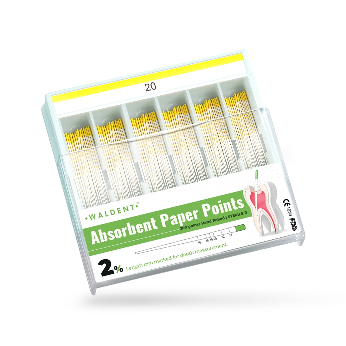 Waldent Paper Points 2% (Length Marked) #20