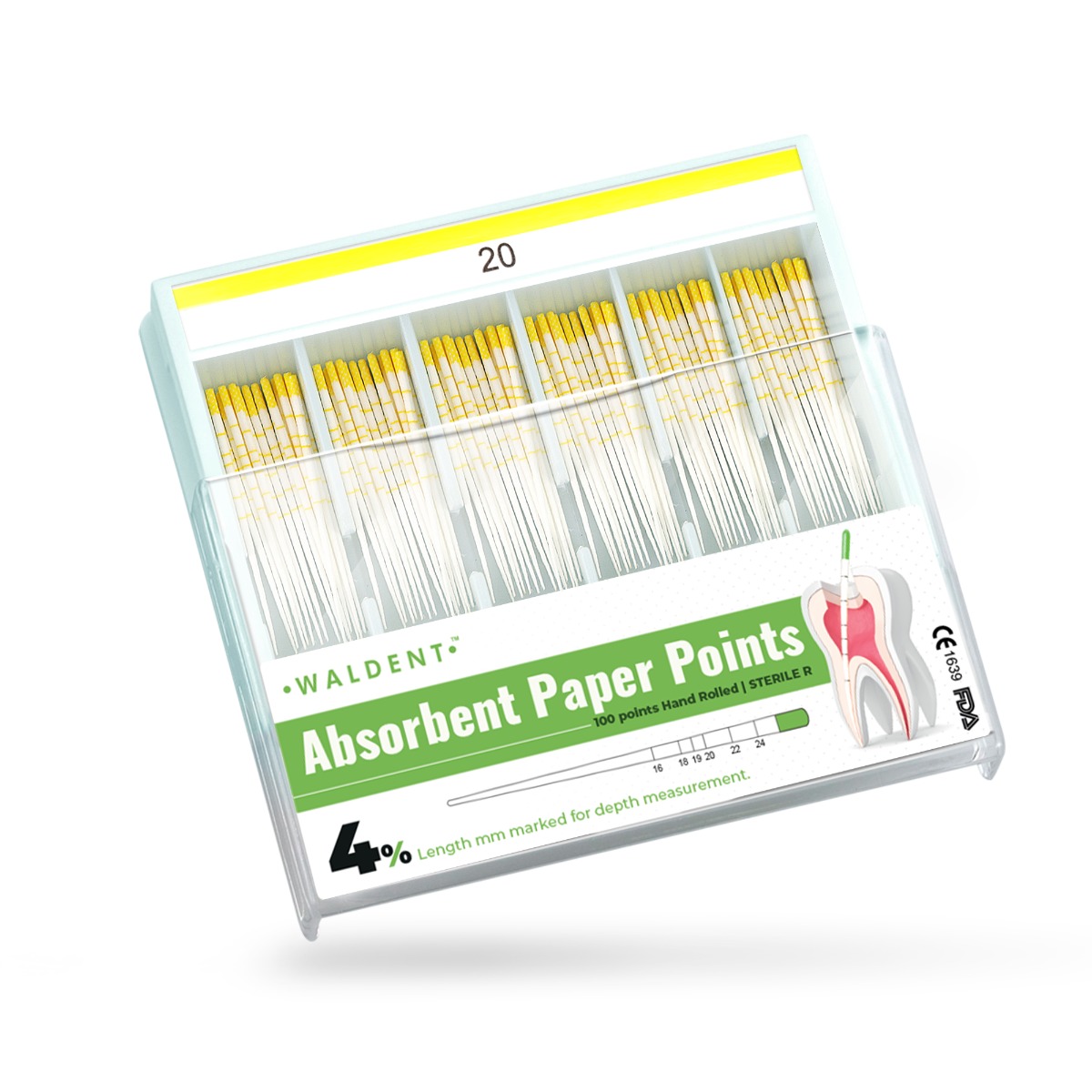 Waldent Paper Points 4% (Length Marked) #20