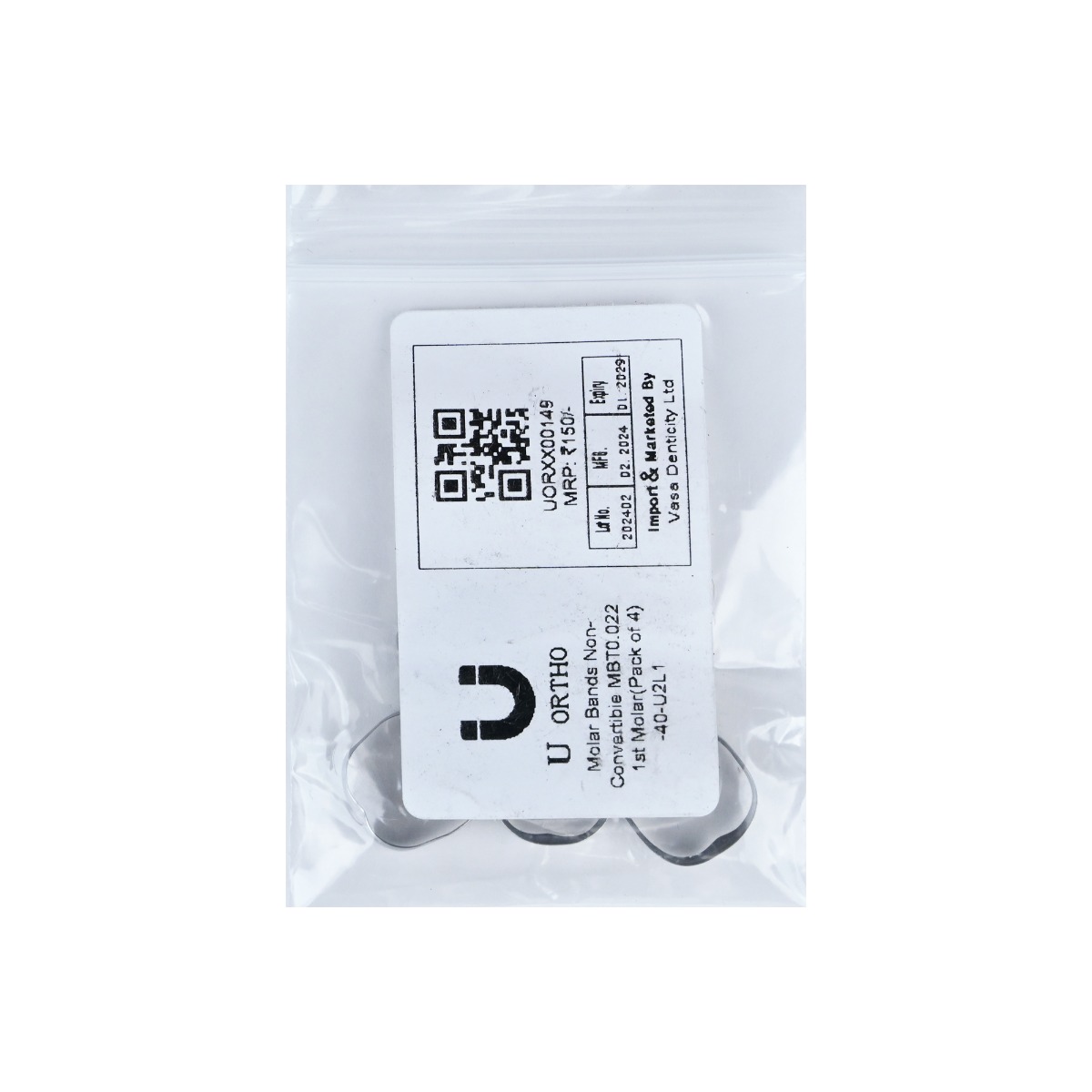 U Ortho Molar Bands Non-Convertible MBT 0.022 1st Molar (Pack of 4)