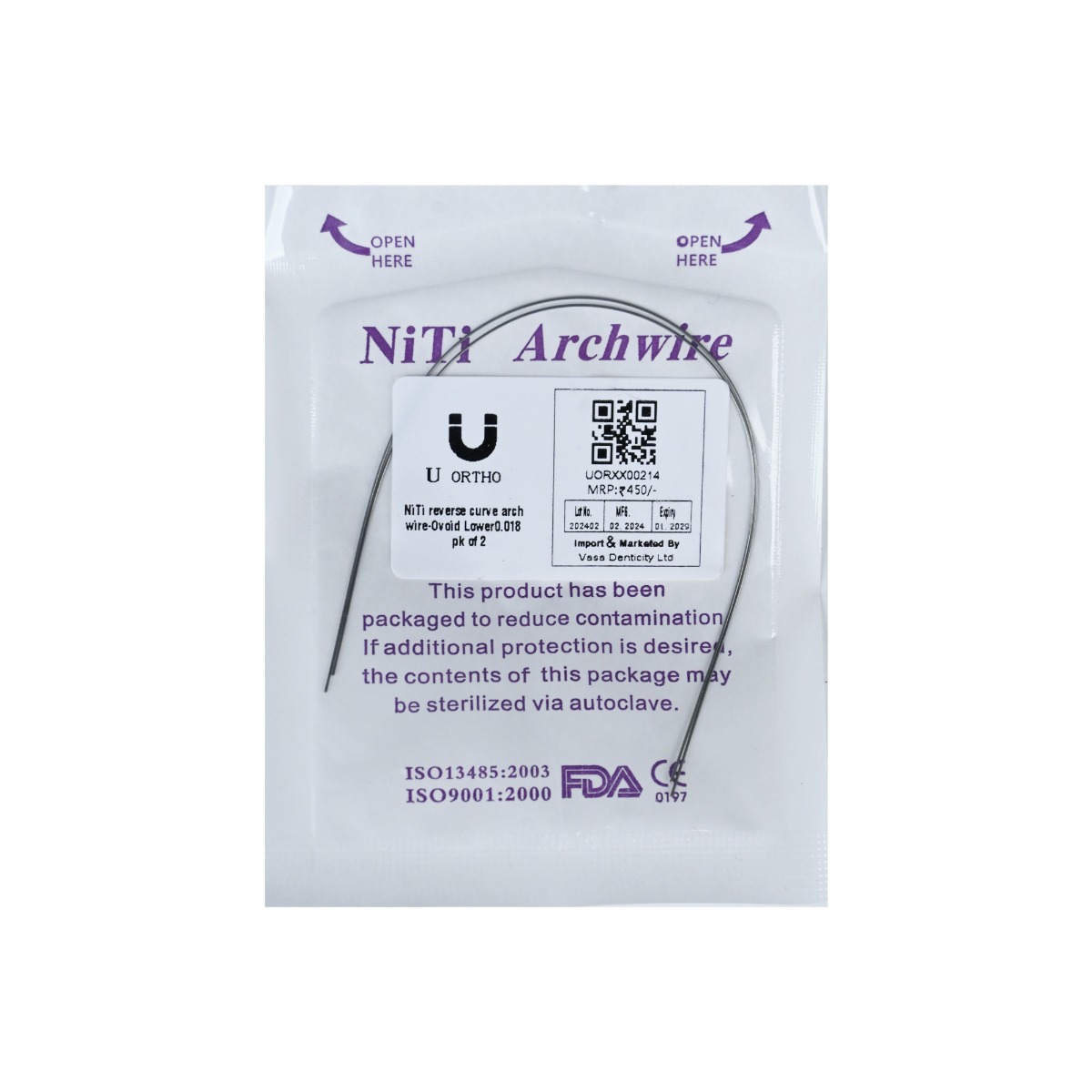 U ortho Niti Reverse Curve Arch Wire-Ovoid