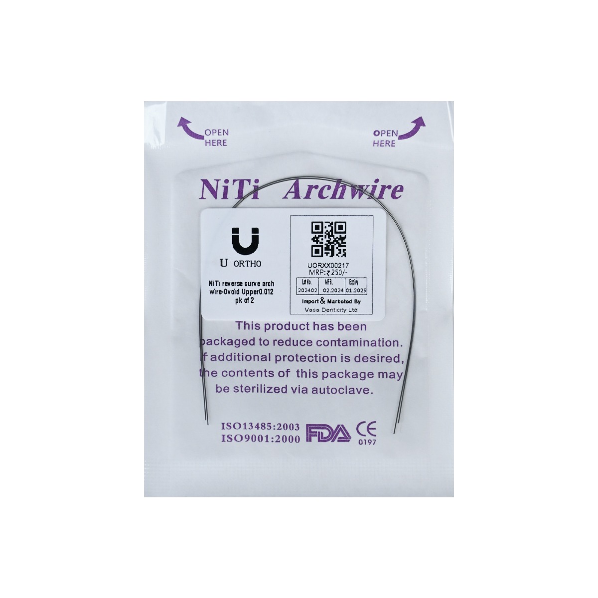 U ortho Niti Reverse Curve Arch Wire-Ovoid