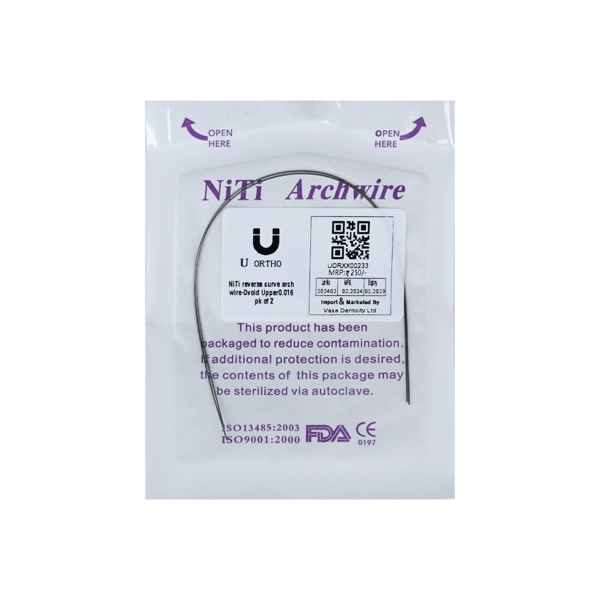 U ortho Niti Reverse Curve Arch Wire-Ovoid