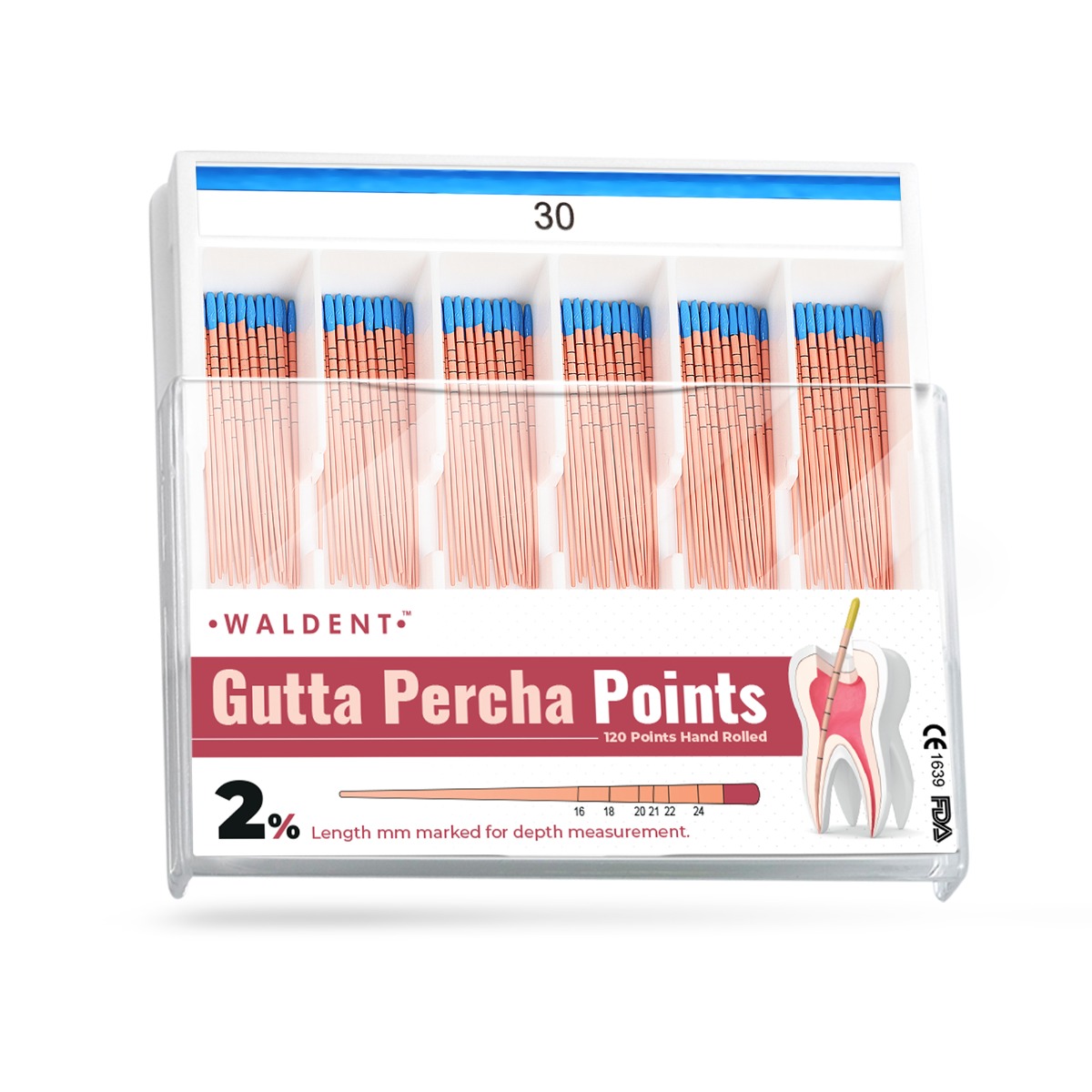 Waldent Gutta Percha Points 2% (Length Marked) #30
