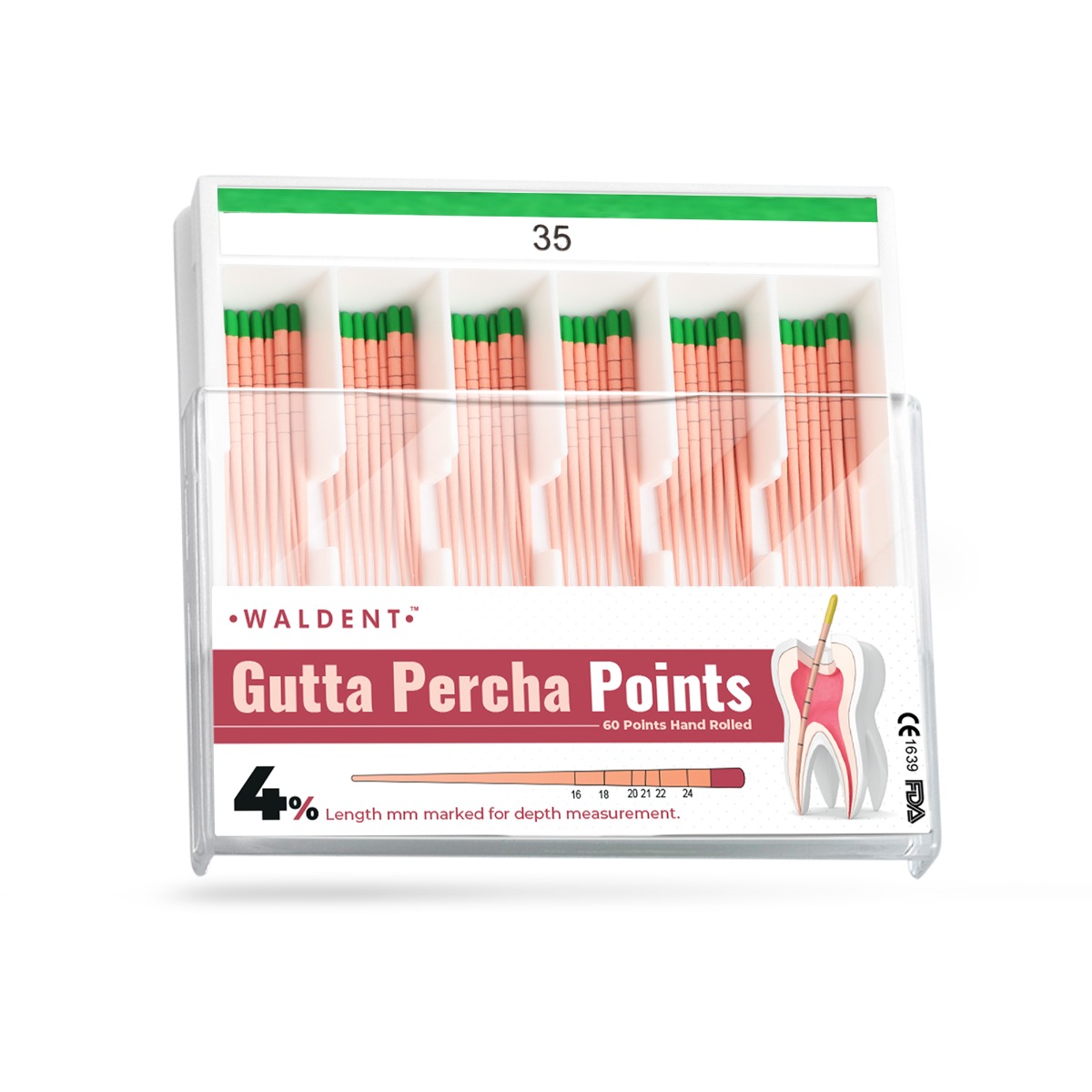 Waldent Gutta Percha Points 4% (Length Marked) #35