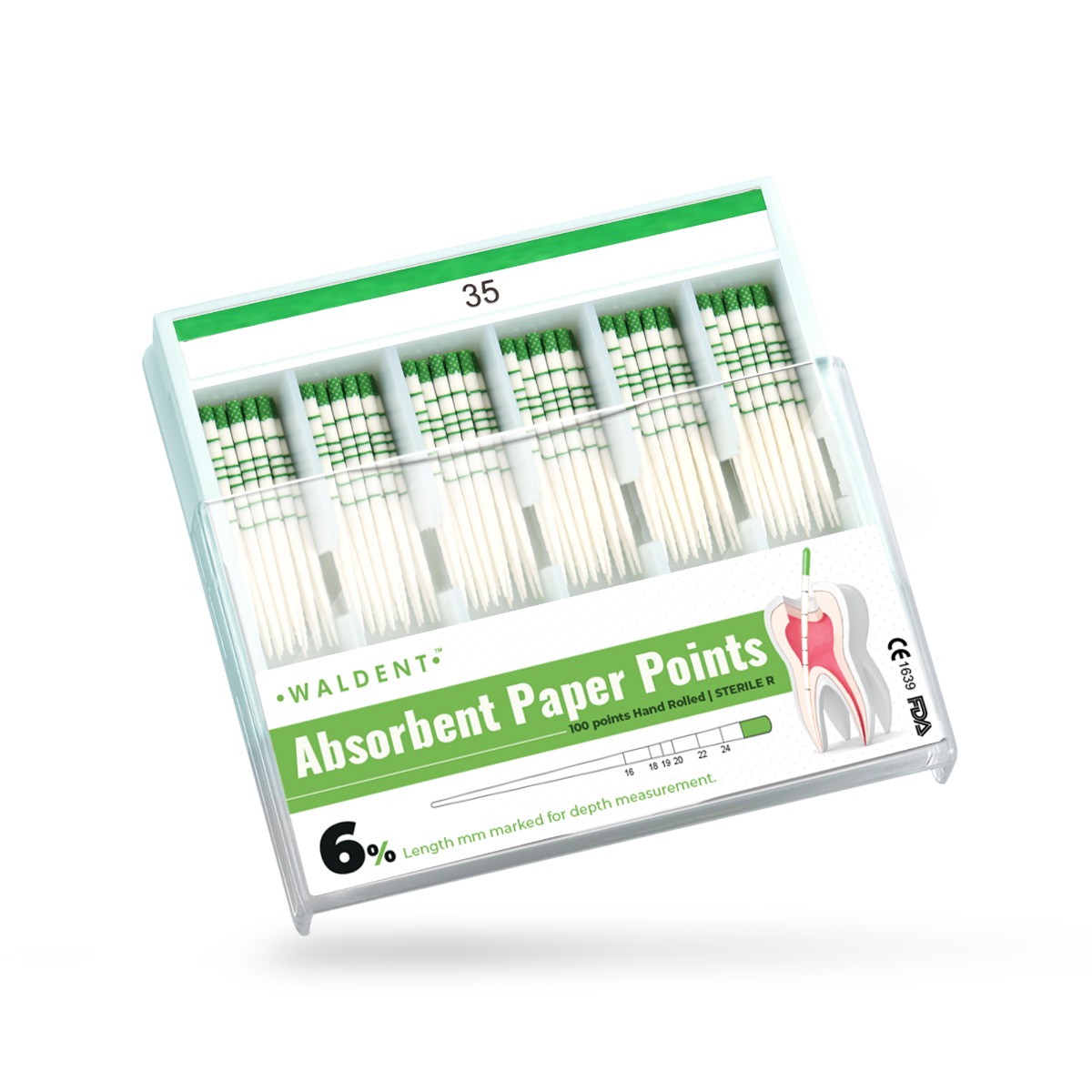 Waldent Paper Points 6% (Length Marked) #35