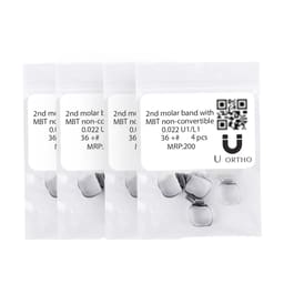 U Ortho Molar Bands Non-Convertible Mbt 0.022 2nd Molar (Pack of 4) -36+-U1L1