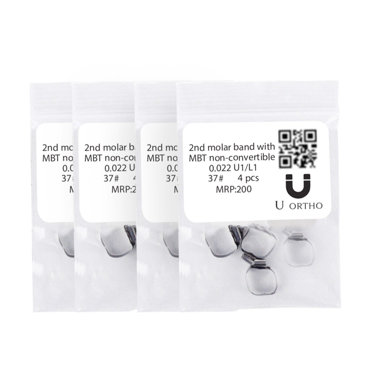 U Ortho Molar Bands Non-Convertible Mbt 0.022 2nd Molar (Pack of 4) -37-U1L1