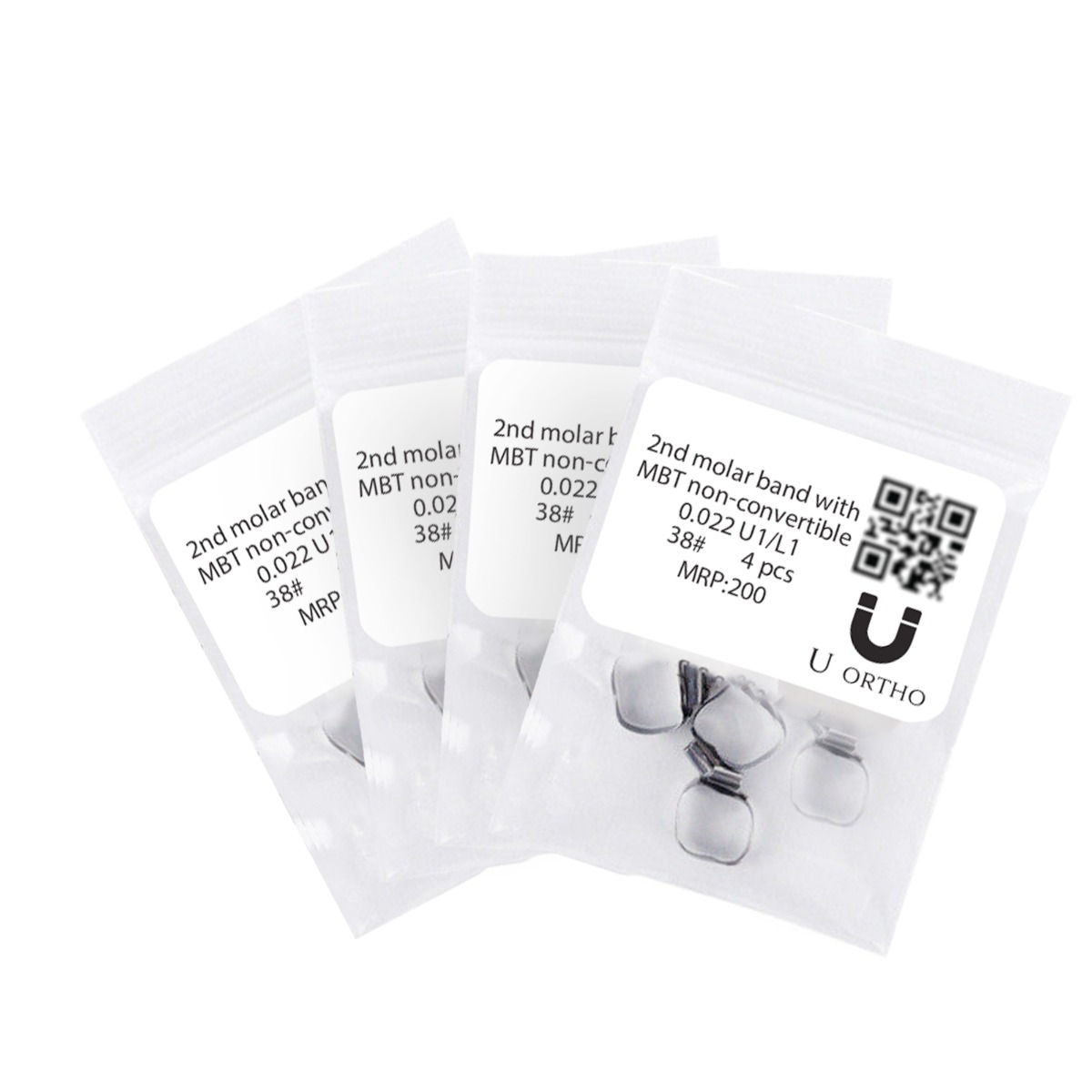 U Ortho Molar Bands Non-Convertible Mbt 0.022 2nd Molar (Pack of 4) -38-U1L1