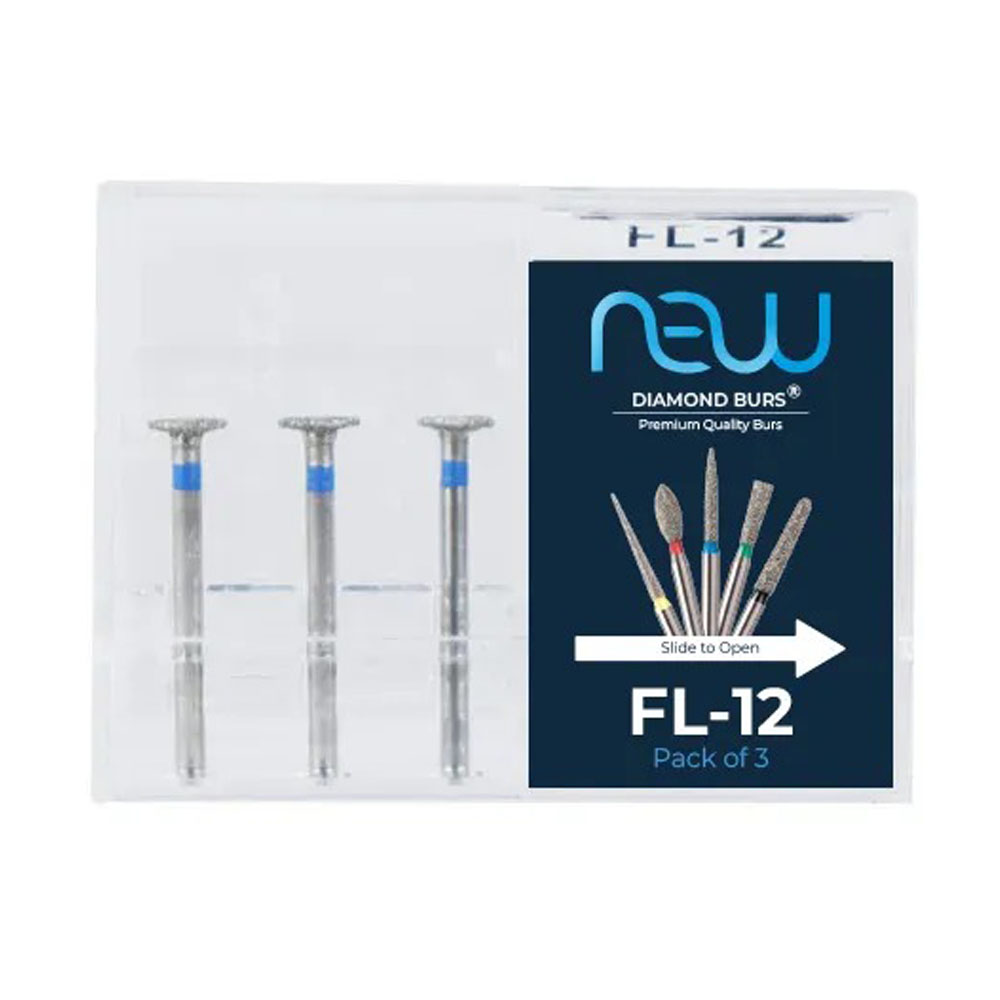 NewDiamond Flat Lathe Diamond Bur FL-12 (Pack of 3)