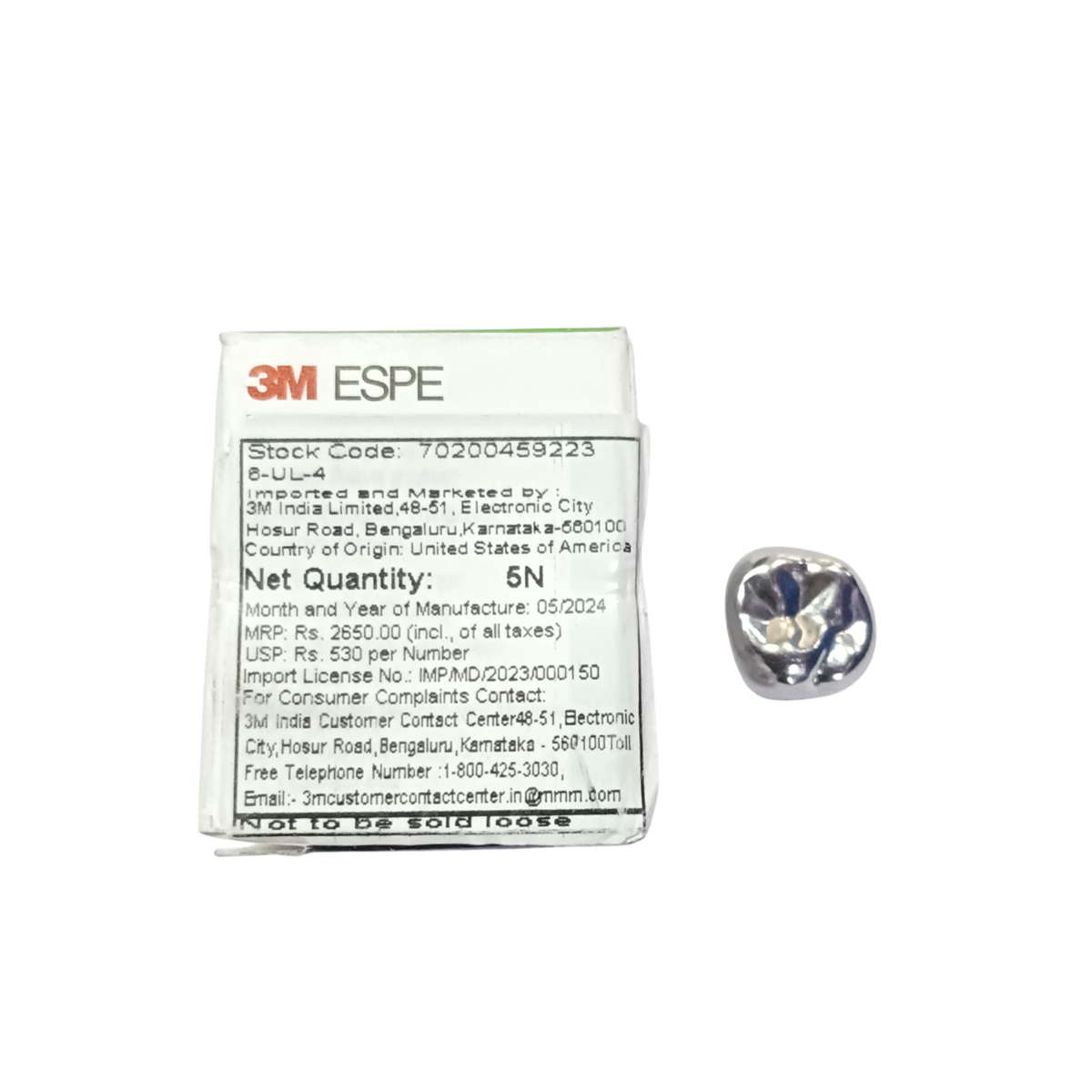 3M ESPE Stainless Steel Permanent Molar Crown 6-UL-4 (Set Of 5)