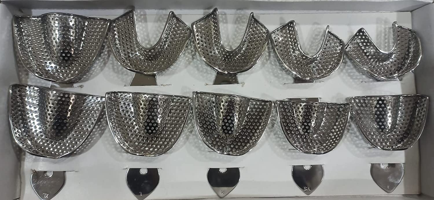 GII Impression Trays perforated stainless steel (Set of 10)