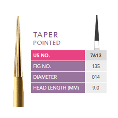 Prima Dental Trimming And Finishing Taper Pointed Bur (7613) - 12 Blade 