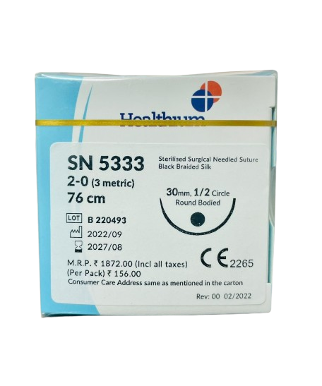 Healthium Trusilk Black Braided Silk Non- Absorbable Sutures