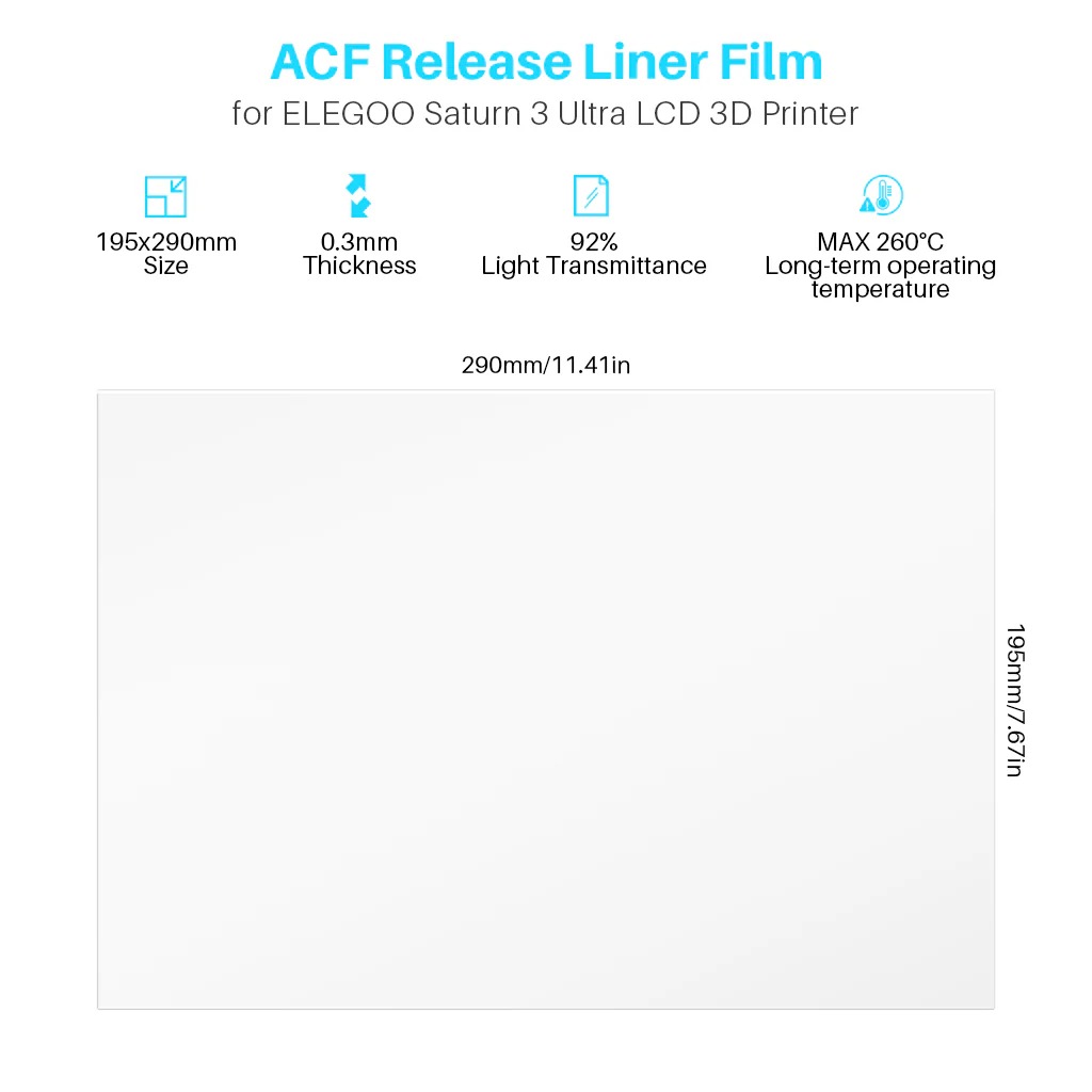 Elegoo Saturn 3 Ultra LCD 3D Printer ACF Film (Pack of 5)