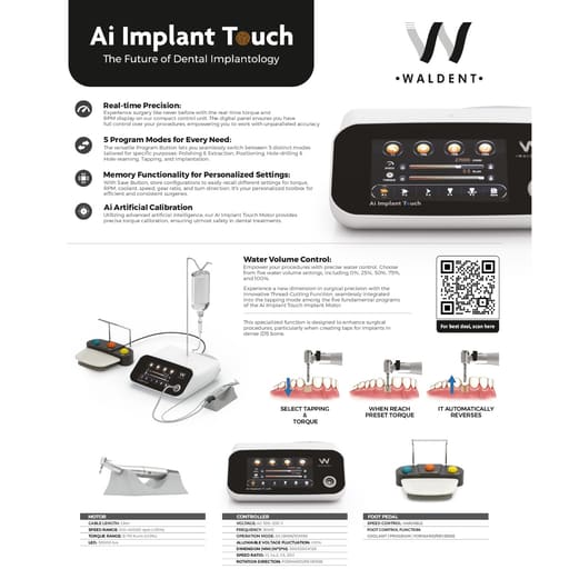 Waldent Ai Implant Touch Implant Motor With 1 Fiberoptic Implant Handpiece