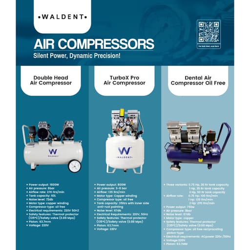 Waldent Dental Air Compressor Oil Free