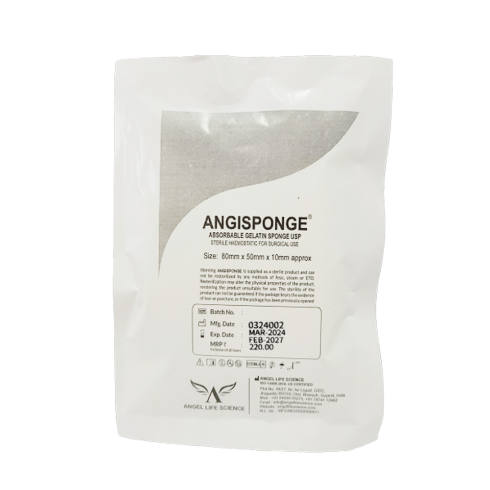 Angle Life Angiosponge Absorbable Gelatin Sponge 80 x 50 x 10mm (Pack of 2)