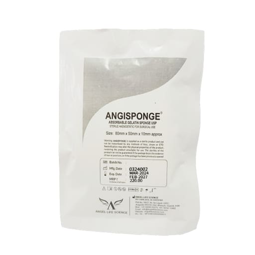 Angle Life Angiosponge Absorbable Gelatin Sponge 80 x 50 x 10mm (Pack of 2)