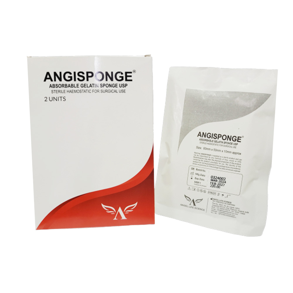 Angle Life Angiosponge Absorbable Gelatin Sponge 80 x 50 x 10mm (Pack of 2)