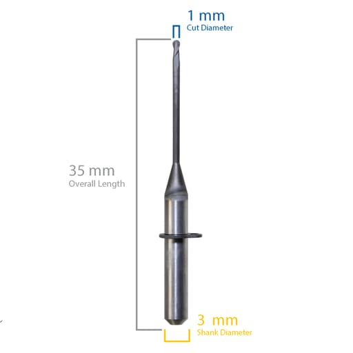 API Milling Tool DC D3 x 1.0 x 35 (VHF Type) 