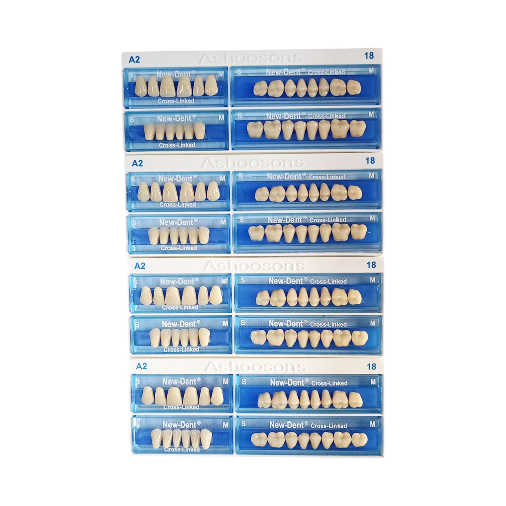 API Acrylic Teeth Sets - NewDent S18-A2 (Pack of 4 Sets)