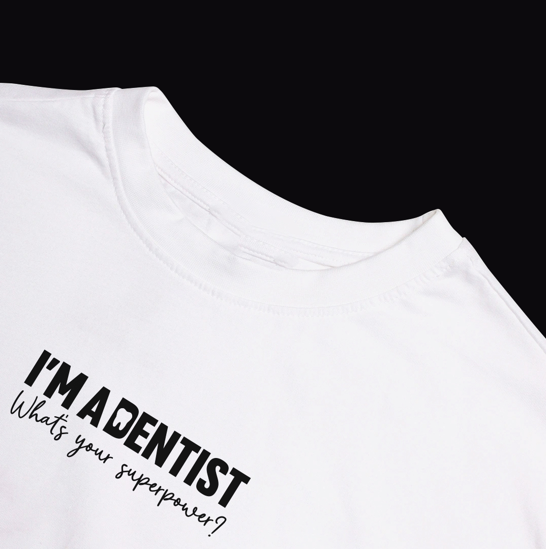 DentiCrew Round Neck Cotton T-Shirts White - I am Dentist