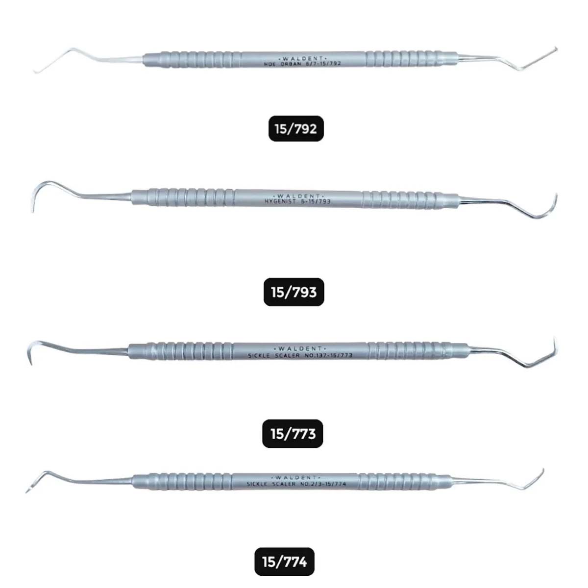 Waldent Perio Scalers With Round Solid Handle Set Of 8 - PSP8 (K15/7)