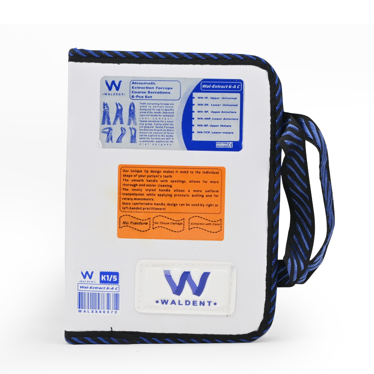 Waldent Atraumatic Extraction Instruments Forceps Kit Set of 6 - Coarse Serrations K1/5