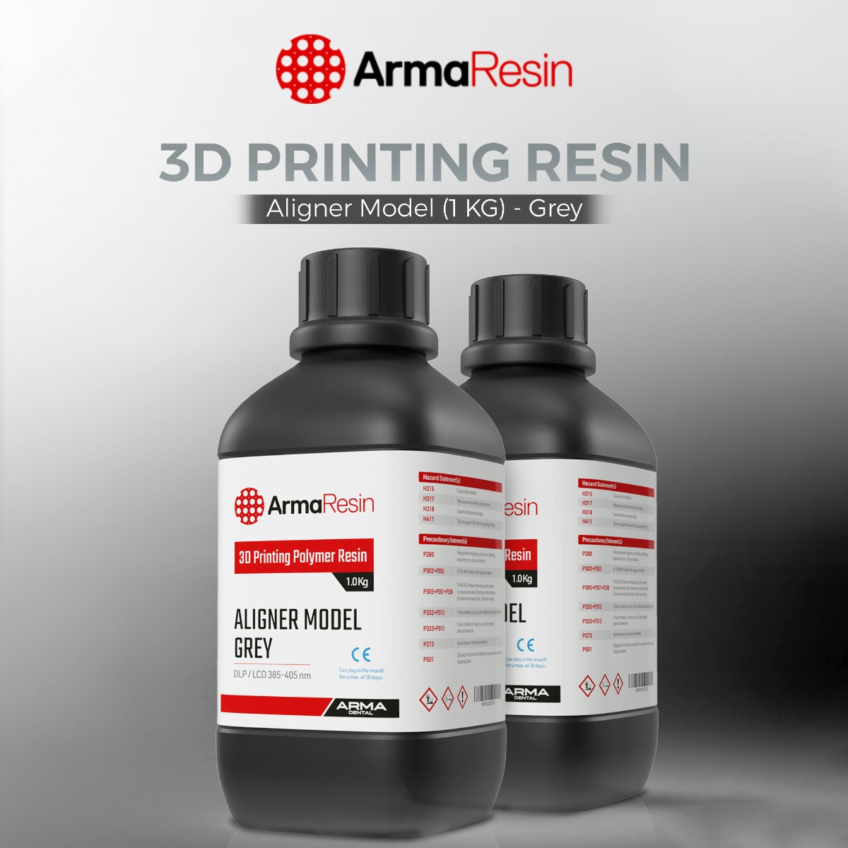 Arma Dental 3D Printing Resin - Aligner Model (1 KG) - Grey (Short Expiry 06-2026)