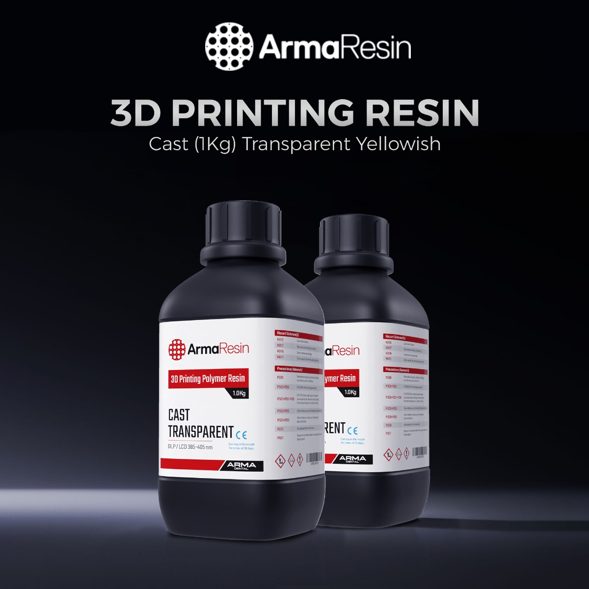Arma Dental 3D Model Printing Resin - Cast (1 KG) - Transparent Yellowish (Short Expiry 05-2026)
