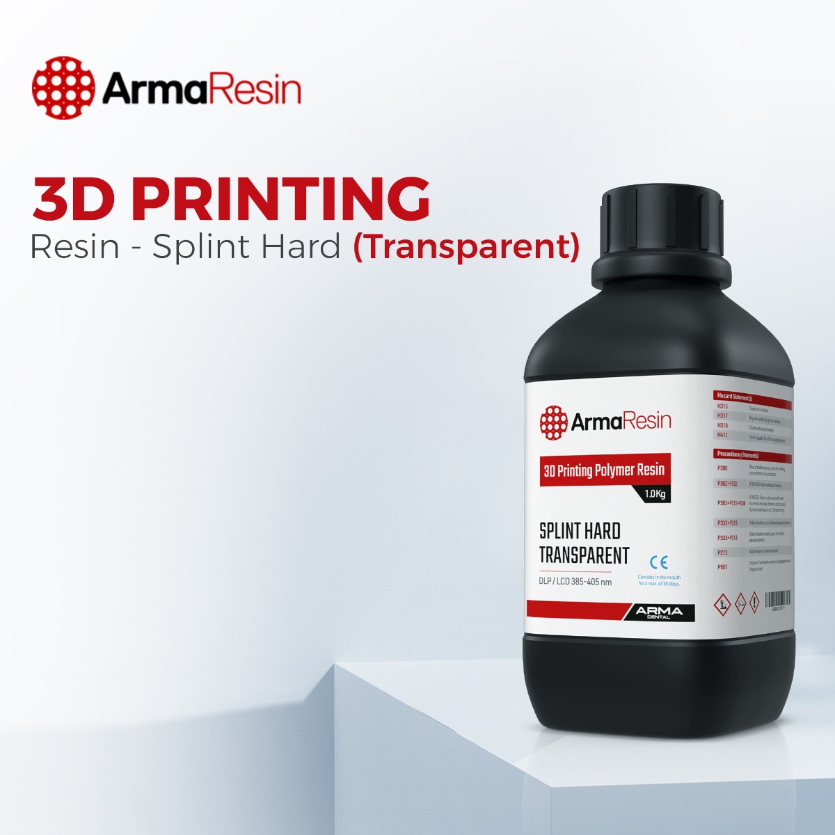 Arma Dental 3D Printing Resin - Splint Hard (1 KG) - Transparent
