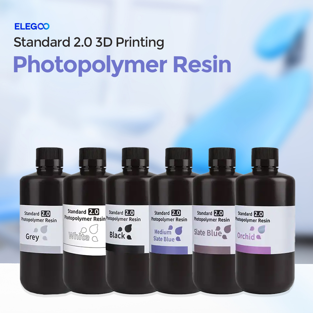 Elegoo Standard 2.0 3D Printing Photopolymer Dental Model Resin 1Kg 