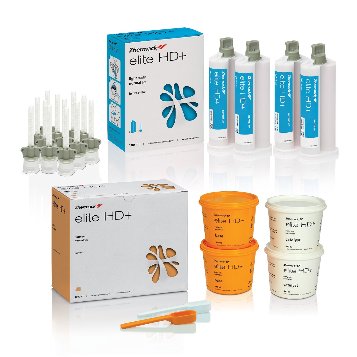 Zhermack Elite Hd+ Putty Soft Normal Set (4 x 450ML) + Light Body (4x 50ML)