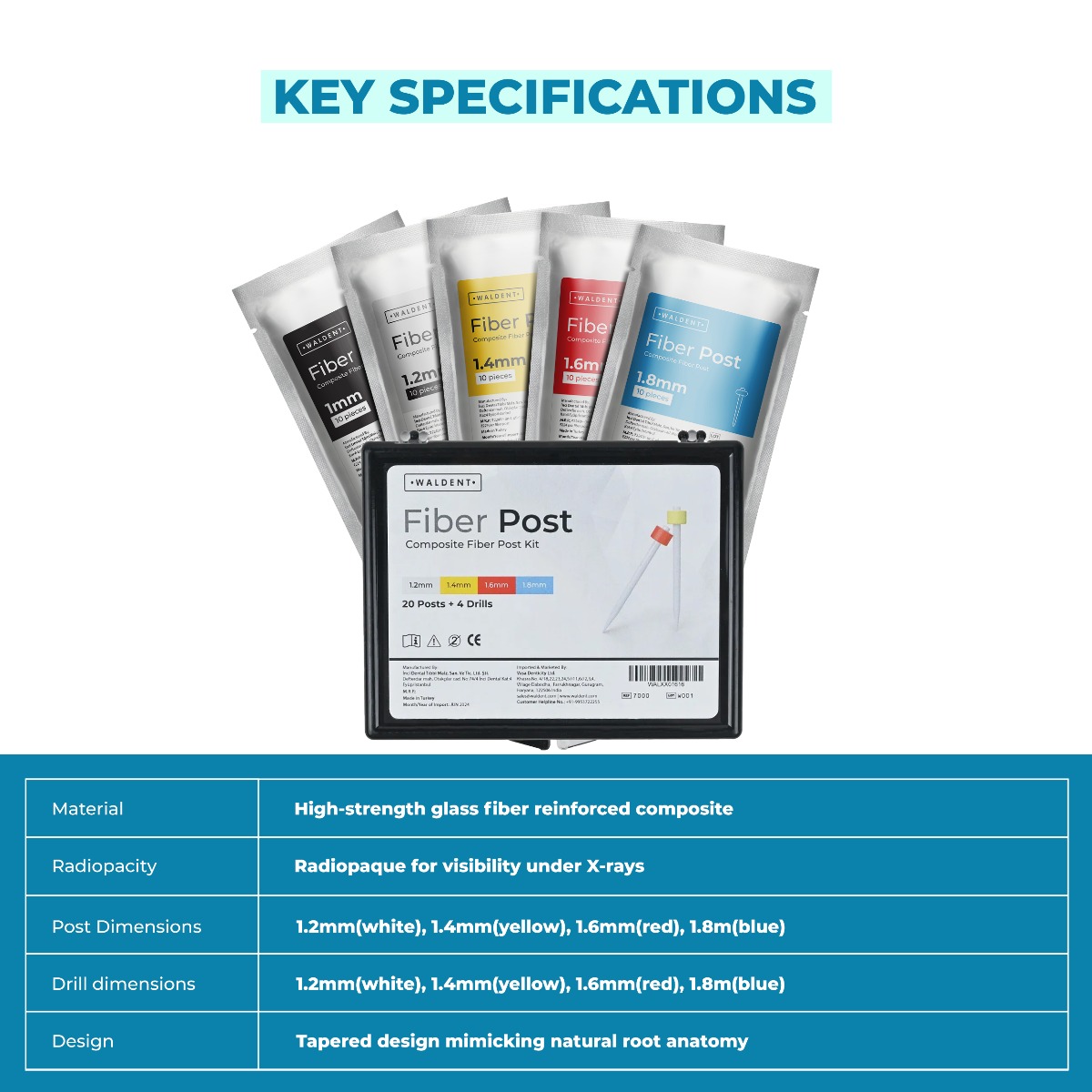 Waldent Radiopaque Composite Fiber Post