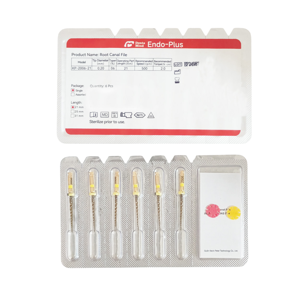 Woodpecker Endo Plus Gold Rotary File 21mm (W3 20/ 0.06)