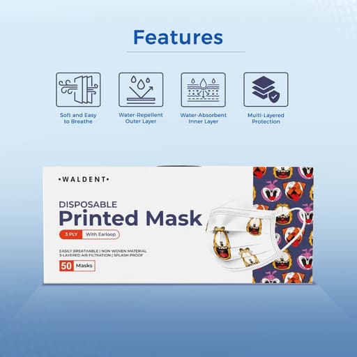 Waldent 3 Ply Printed Mask (Pack of 50)