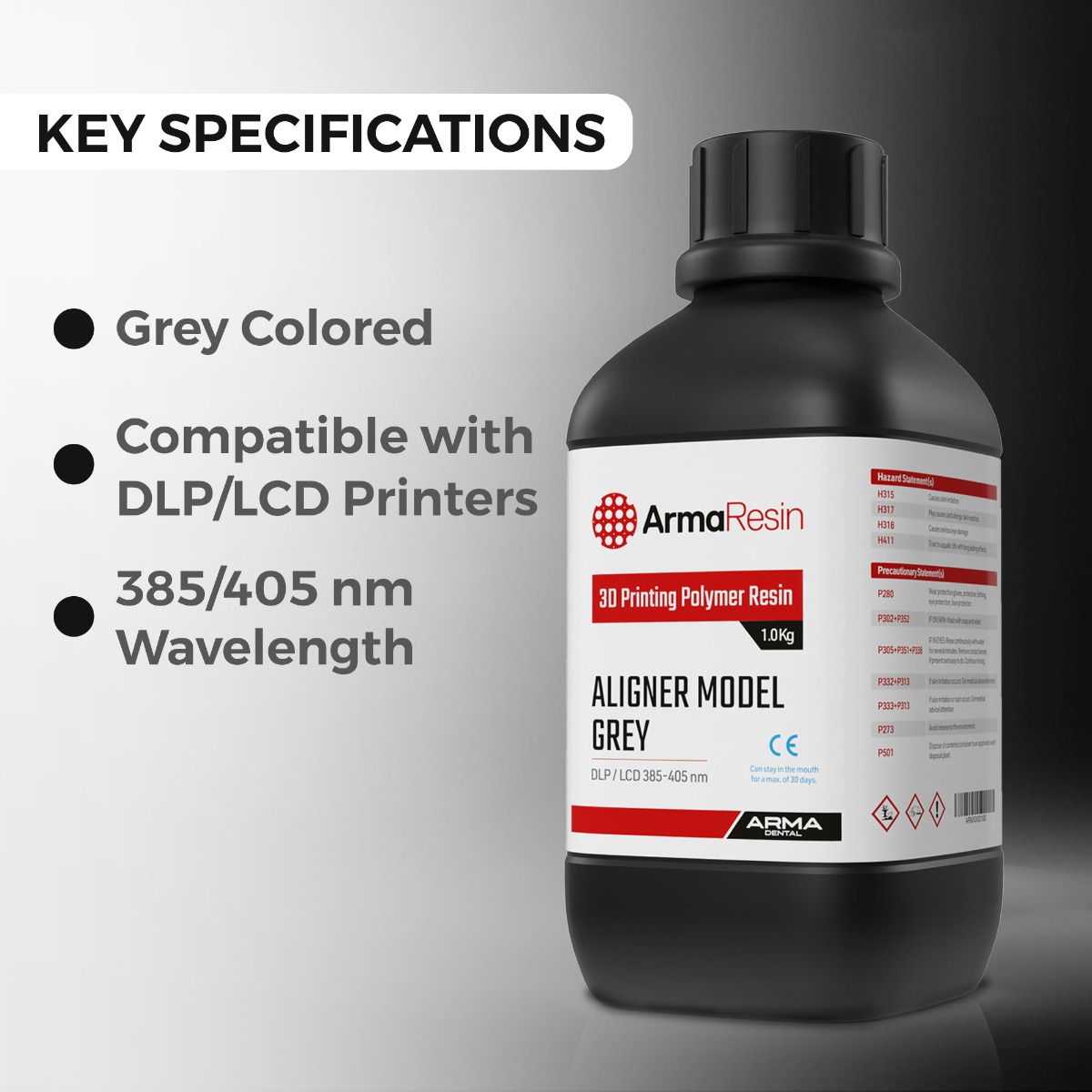 Arma Dental 3D Printing Resin - Aligner Model (1 KG) - Grey (Short Expiry 06-2026)