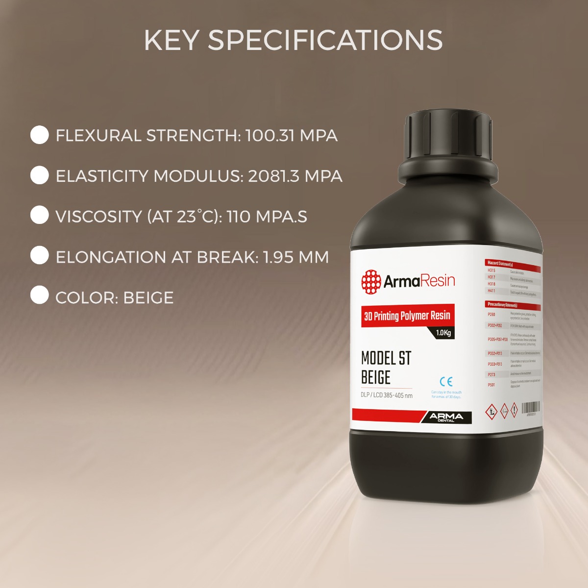 Arma Dental 3D Printing Resin - Model ST (1 KG) - Beige