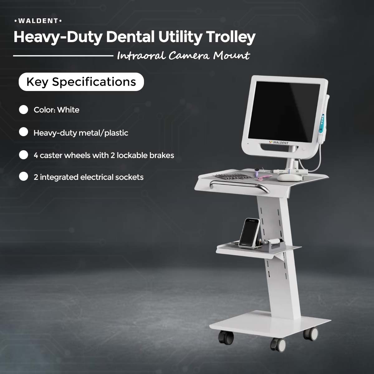 Waldent Heavy-Duty Dental Utility Trolley For Intraoral Camera