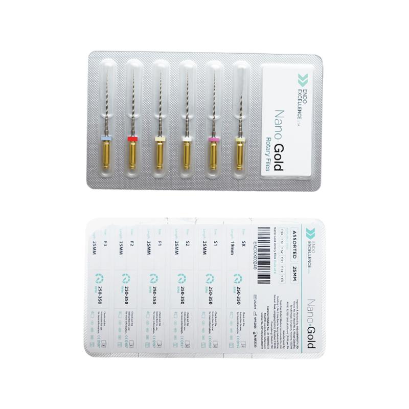 Endo Excellence Nano Gold Rotary Files -25mm (Pack of 6)