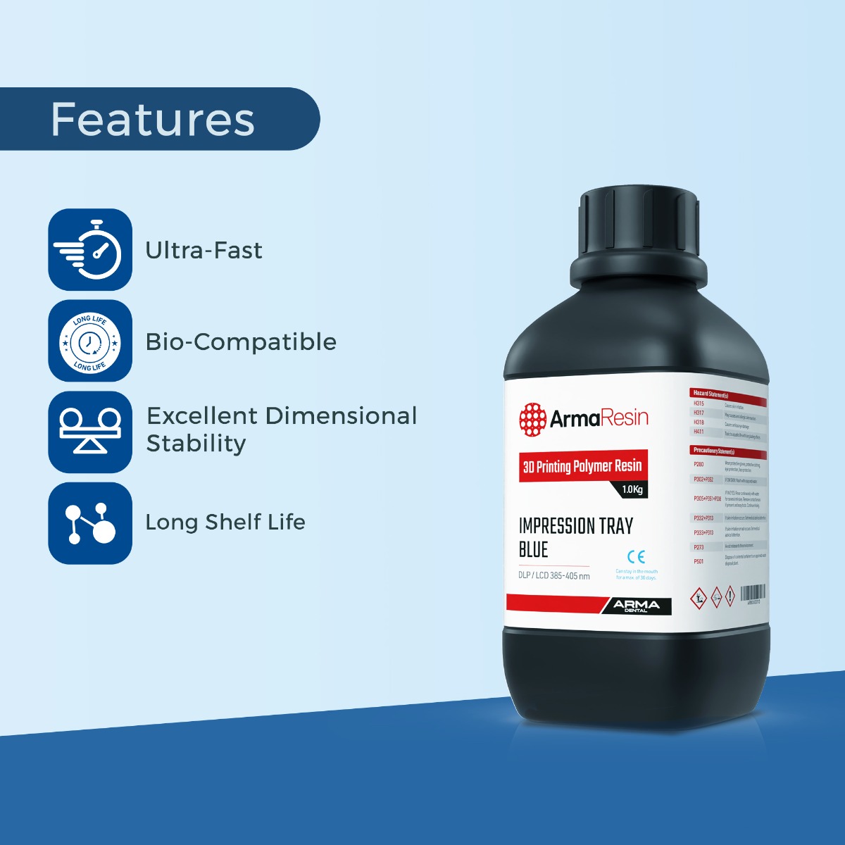 Arma Dental 3D Printing Resin - Impression Tray (1 KG) - Blue