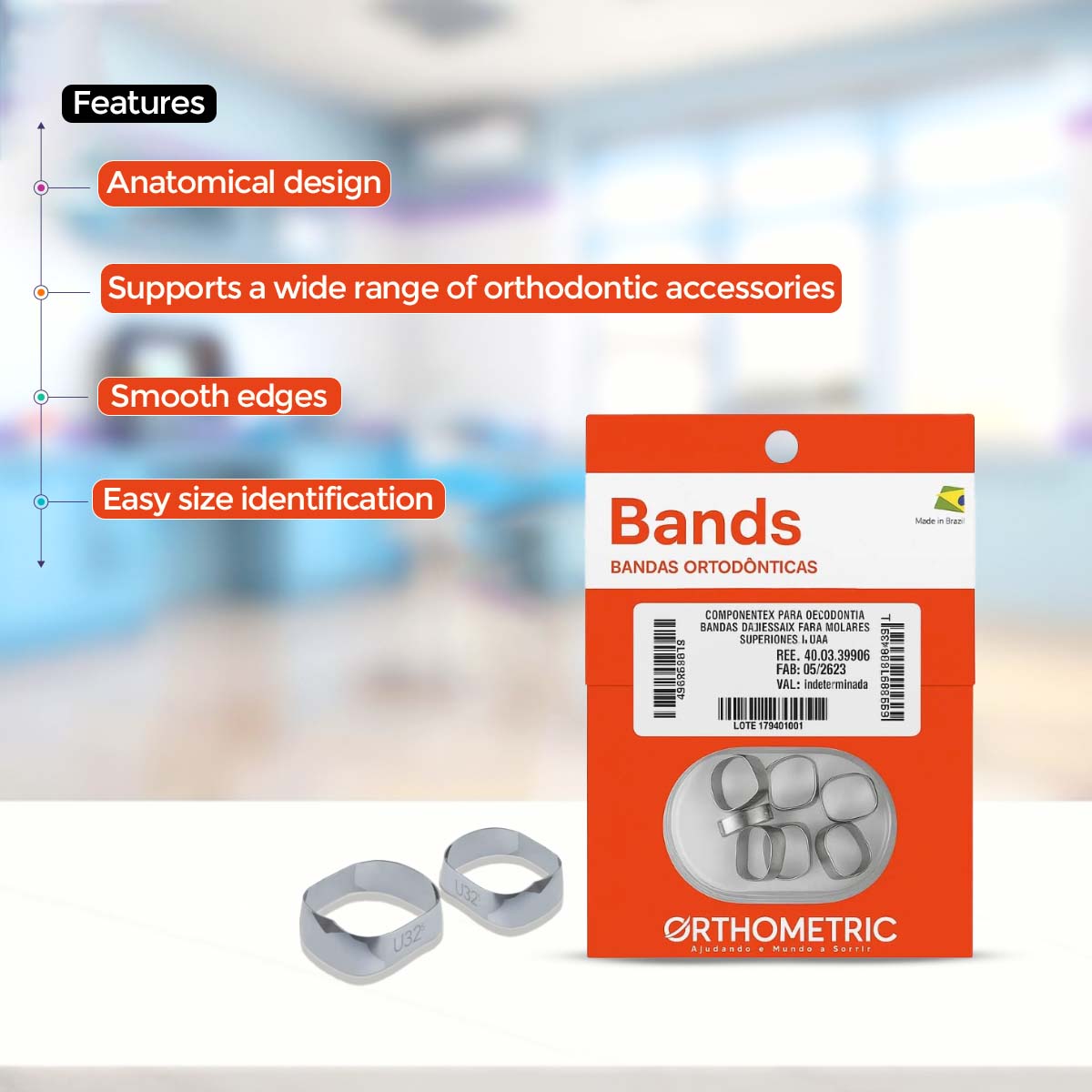 OrthoMetric Plain Ortho Bands Upper (Pack of 10)