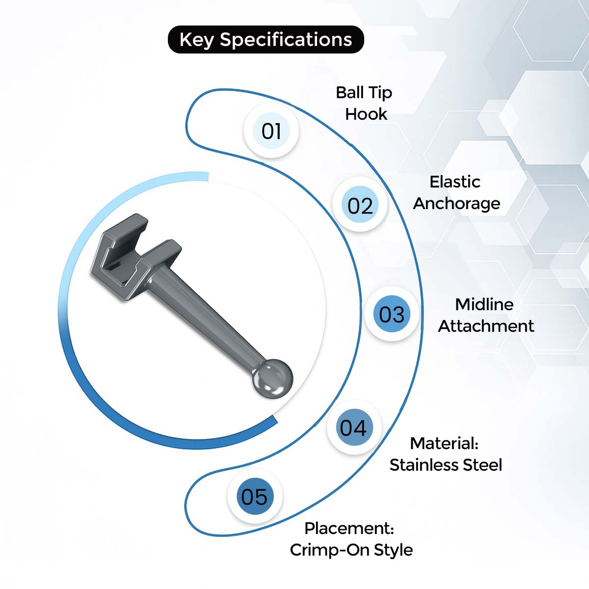 OrthoMetric Ball Point Straight Hook For Archwire - (30.10.2010)