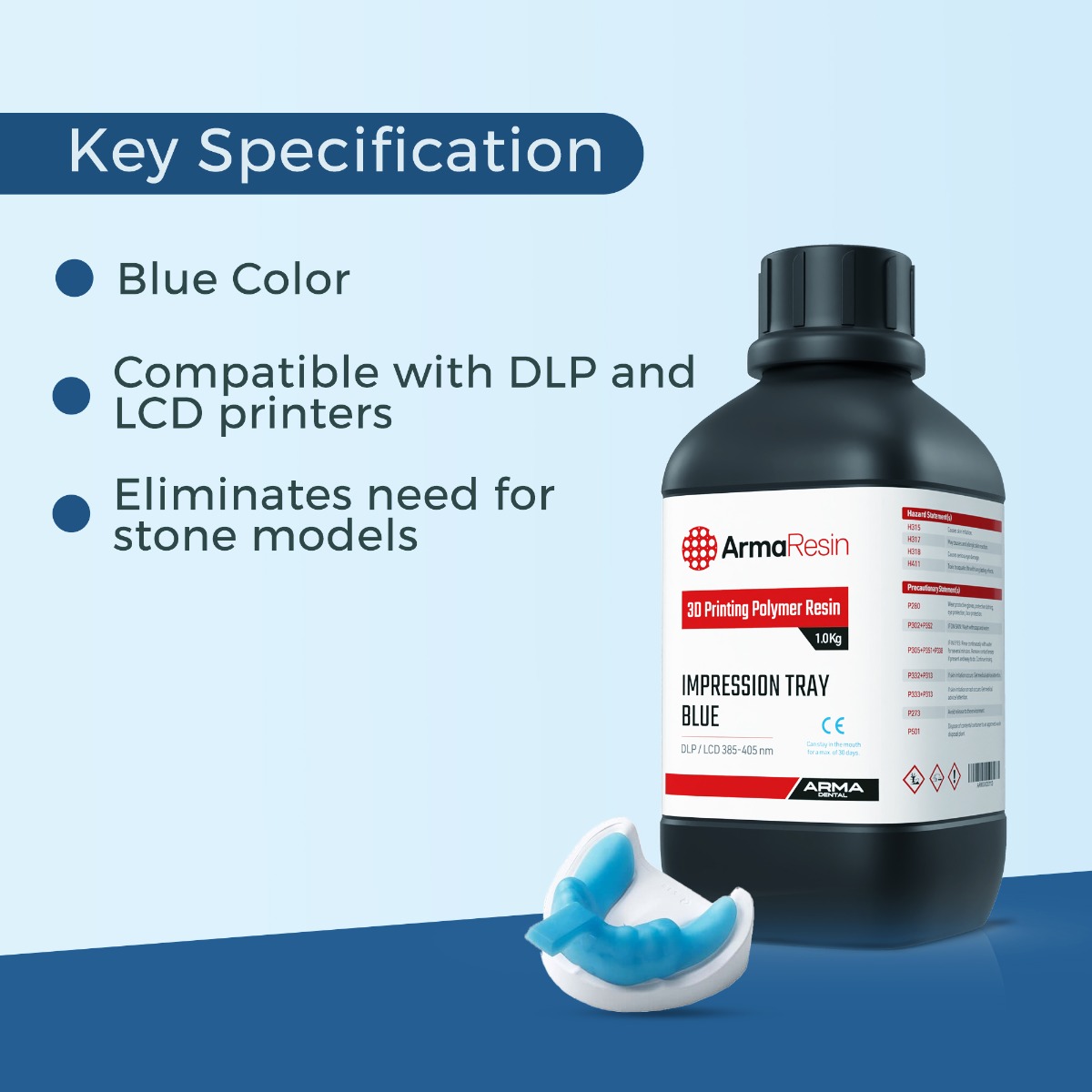 Arma Dental 3D Printing Resin - Impression Tray (1 KG) - Blue