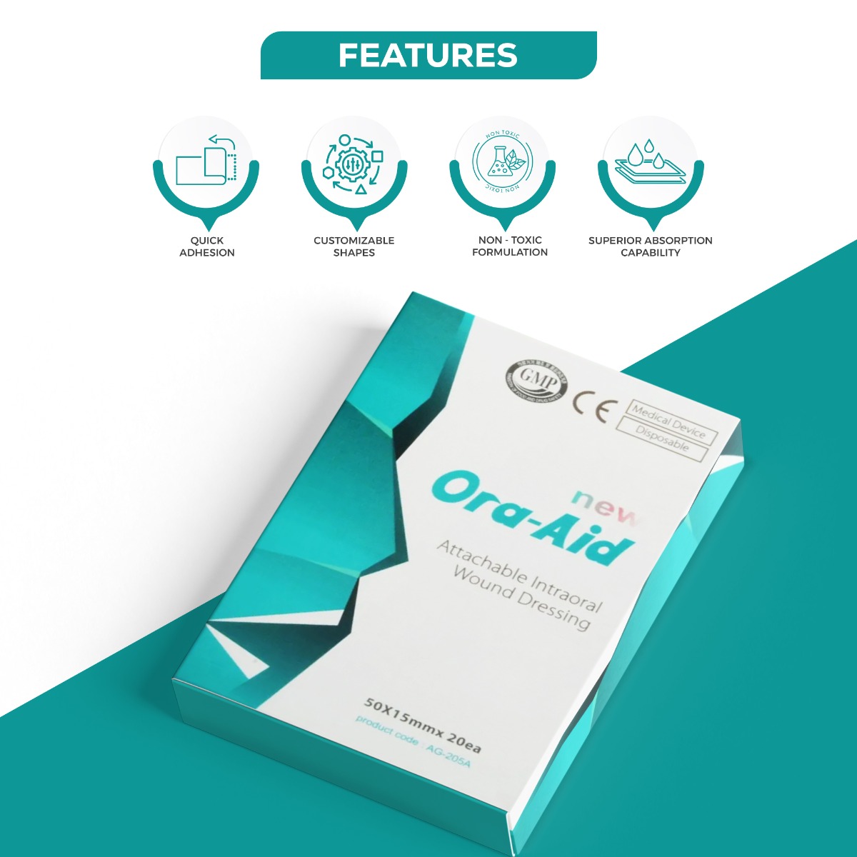 Ora-Aid Attachable Intra-oral Wound Dressing 