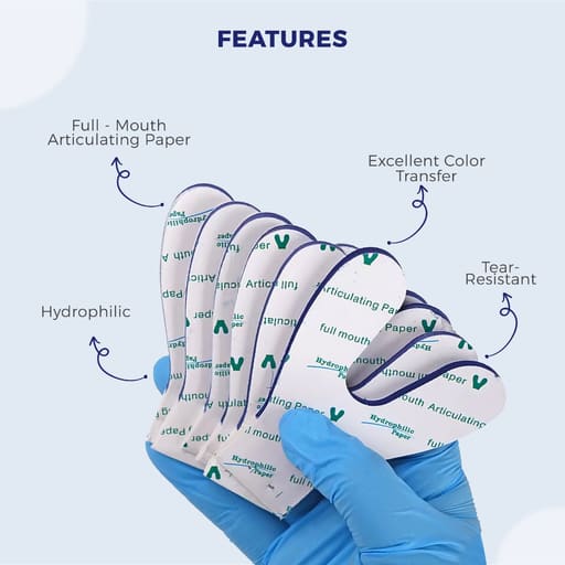 Alphadent Dental Articulating Paper Horseshoe Shape Booklet (Hydrophilic)