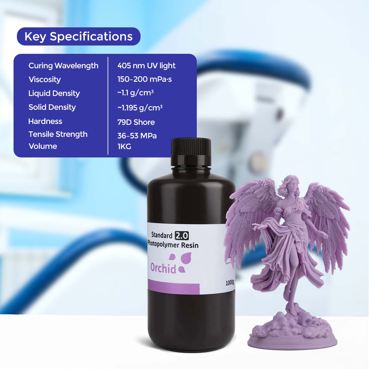 Elegoo Standard 2.0 3D Printing Photopolymer Dental Model Resin 1Kg 