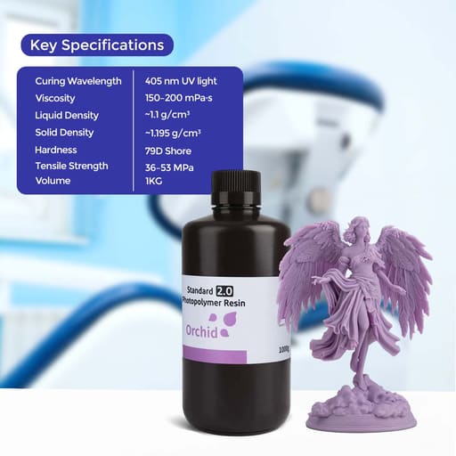 Elegoo Standard 2.0 3D Printing Photopolymer Dental Model Resin 1Kg 
