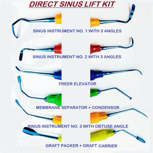 Julldent Direct Sinus Lift Instruments SS Metal Set of 6 